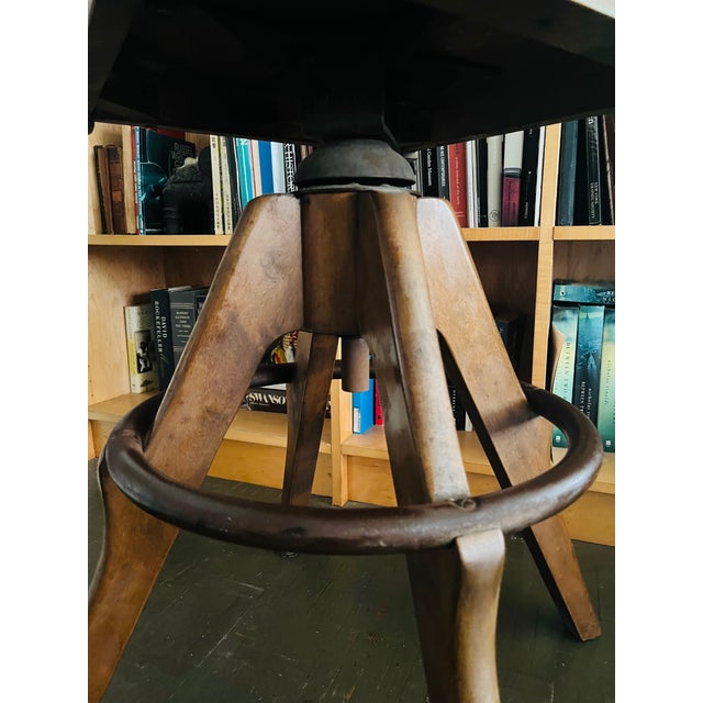 Wood Vintage Industrial Drafting Stool by Gunlocke For Sale - Image 7 of 10