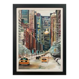 Angela Wakefield, Painting of New York City Taxis in Winter Snow by Contemporary British Artist, 2020