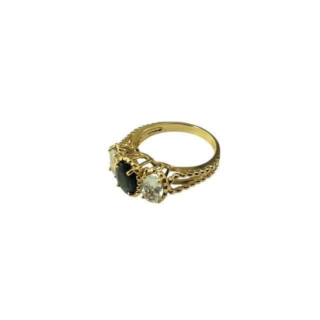 Mid 20th Century 14 Karat Yellow Gold Blue and White Sapphire Ring Size 6 For Sale - Image 4 of 9