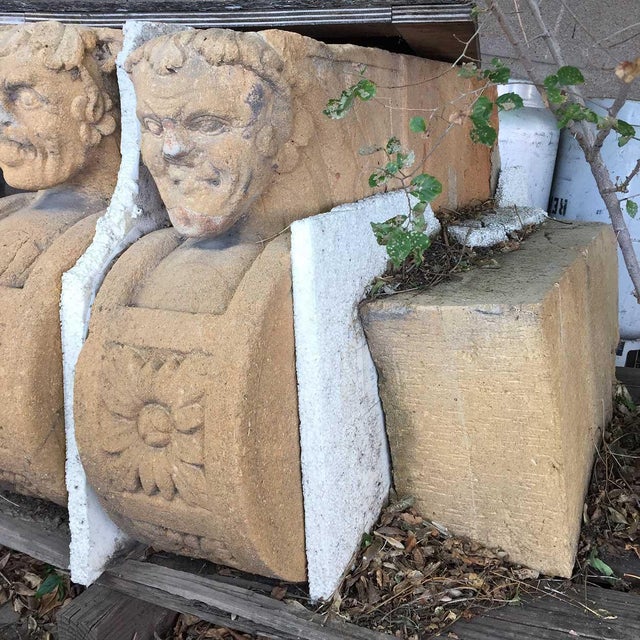 French Rare Large Pair of French Louis XIV Limestone Architectural Figural Brackets For Sale - Image 3 of 4