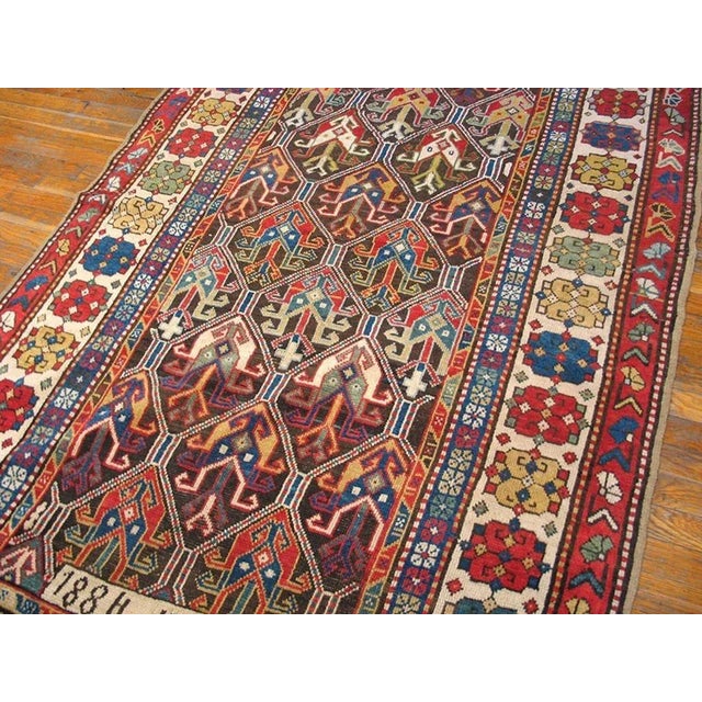 Superb Black Background Color and Diamond Patters Design Antique Caucasian Karabagh Rug For Sale In New York - Image 6 of 8