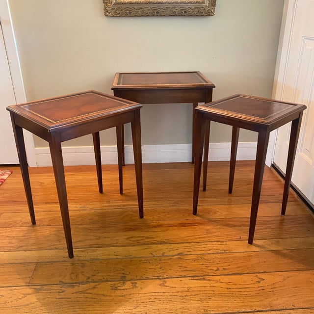 Wood Edwardian Style Nesting Tables by Hekman - Set of 3 For Sale - Image 7 of 18