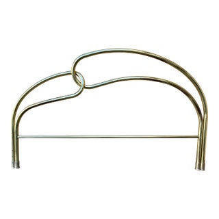 Postmodern 1980s Art Deco Revival Brass King Size Headboard in the Style of Luciano Frigerio. For Sale