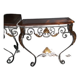 Vintage Maitland-Smith Gilt Iron Console Table, 31" For Sale