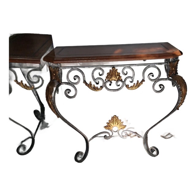 Vintage Maitland-Smith Gilt Iron Console Table, 31" For Sale