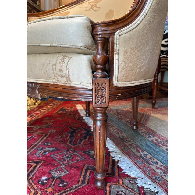 French Louis XVI Style Bergere Armchair. For Sale In West Palm - Image 6 of 16