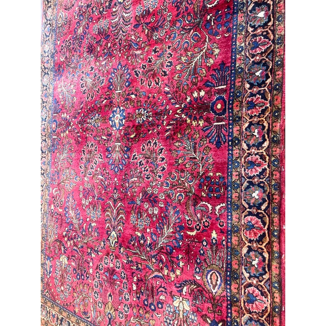Textile Antique Persian Sarouk Rug For Sale - Image 7 of 9