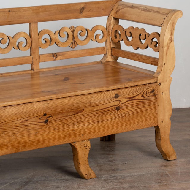 19th Century Swedish Pine Bench With Storage For Sale - Image 11 of 15