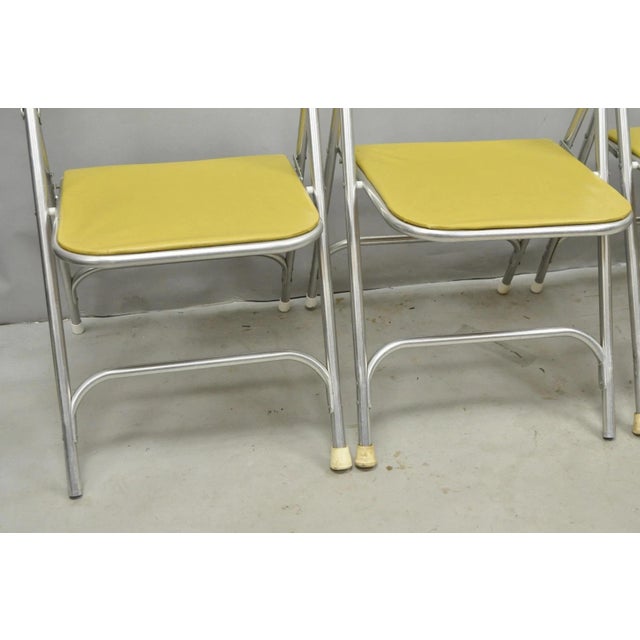 Vintage Mid Century Modern Aluminum Folding Dining Chairs by Airlite - Set of 4 For Sale - Image 10 of 18