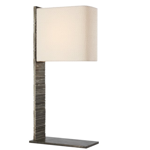Modern Anne-Marie Barton by Visual Comfort Signature Fumar 34" Statement Table Lamp in Ridged Graphite with Bouclé Shade For Sale - Image 3 of 3