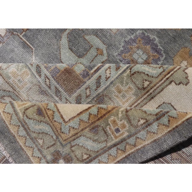 Indian Wool Floral Oushak Area Rug Hand-Knotted in Earthy Tones For Sale - Image 11 of 13