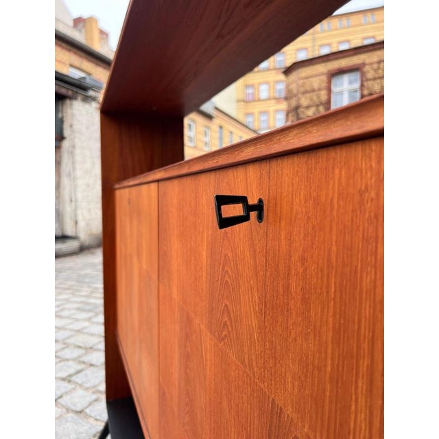 Danish Teak Shelf with Minibar on New Wooden Feet For Sale - Image 10 of 11