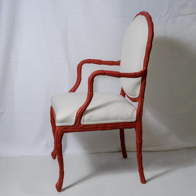 Pair Faux Bois Painted Upholstered Chairs For Sale In West Palm - Image 6 of 12