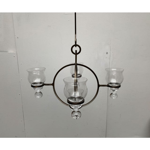 Mid-Century Danish Metal and Glass Candleholder Pendant, 1960s For Sale - Image 6 of 18