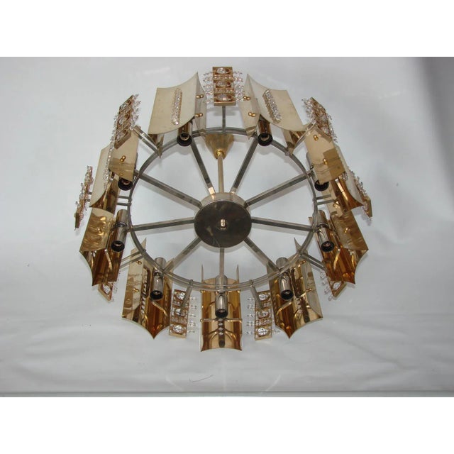 Brass & Cystal Glass Chandelier, 1970s For Sale - Image 6 of 9