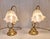 Florentine Table Lamps with Gold-Colored Metal Frames and Frosted Relief Glass Shades, 1970s, Set of 2 For Sale - Image 3 of 7