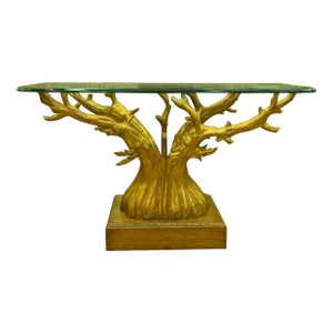 1980s Vintage Glass Top Console Table