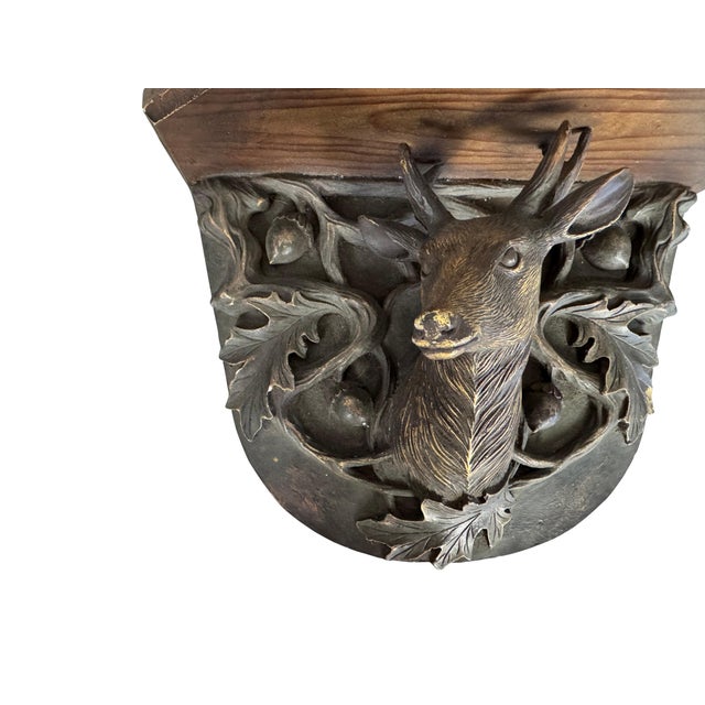 Rustic Mid 20th Century Black Forest Style Wall Shelves Featuring Stag Heads and Acorns - A Pair For Sale - Image 3 of 18