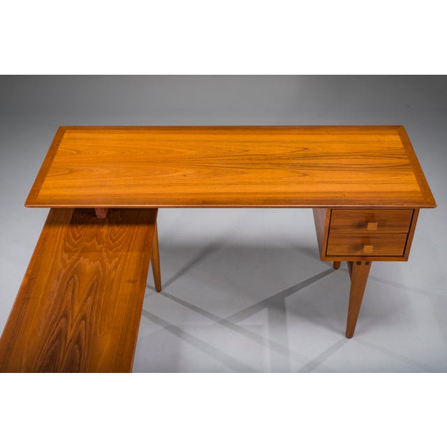 1970s Mid-Century Modern L-Shaped Teak Desk, 1970s For Sale - Image 5 of 18