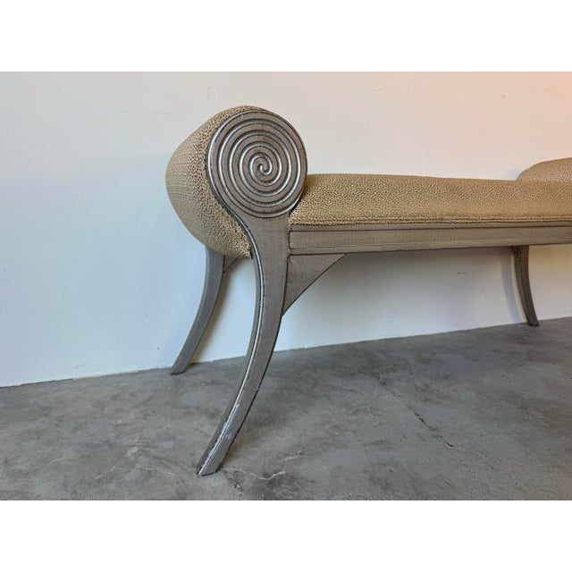 1990s Hollywood Regency Style Rolled-Arms Bench For Sale - Image 5 of 12