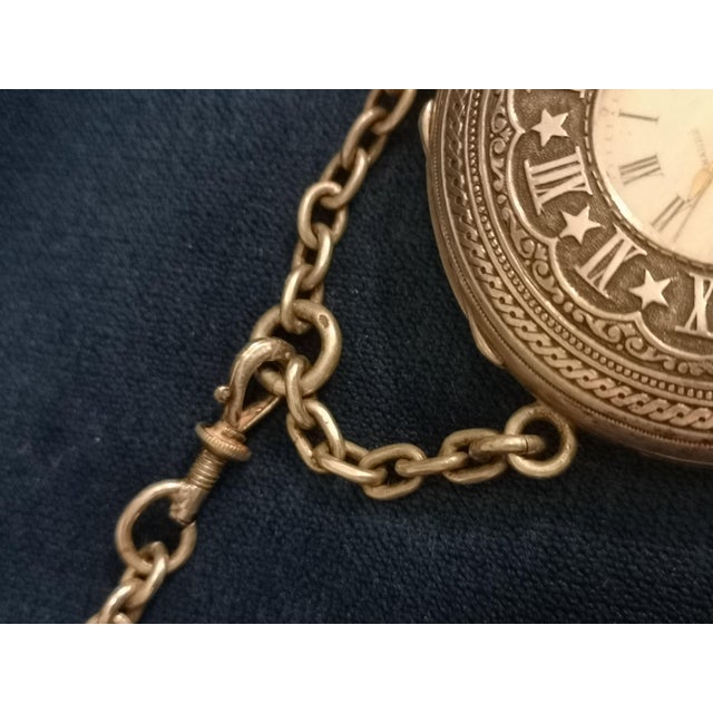 French Sterling Silver Pocket Watch with Chain For Sale - Image 18 of 18