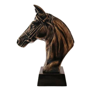 Antique Brass Finish Metal Horse Bust Sculptures