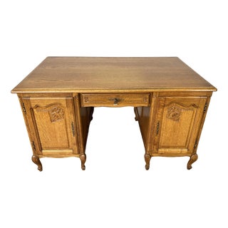 Vintage French Louis XIV Style Carved Oak 8-Drawer Sideboard For Sale