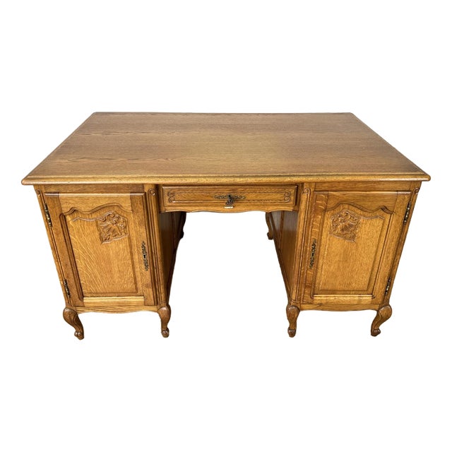 Vintage French Louis XIV Style Carved Oak 8-Drawer Sideboard For Sale