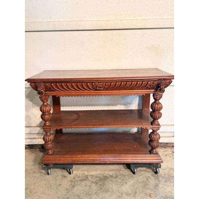 Antique 1860's Oak French Server For Sale - Image 4 of 11