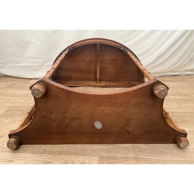 Vintage Baker Fine Furniture Demilune Console Table Banded Burl Walnut Top For Sale - Image 11 of 12