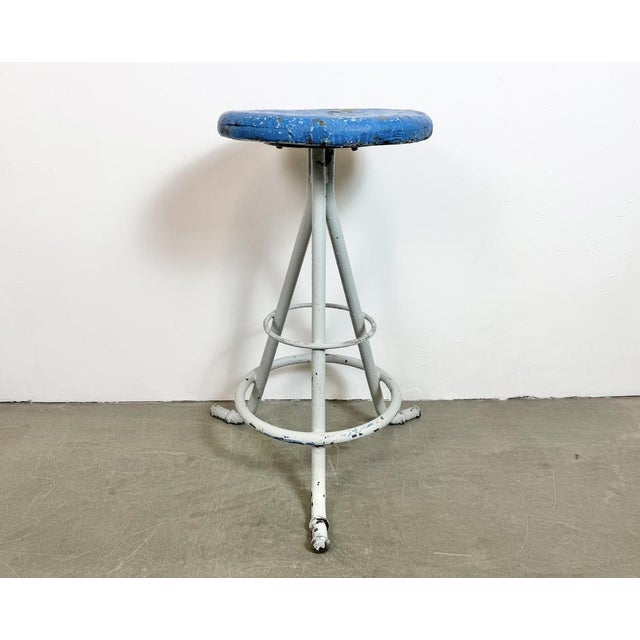 Industrial Grey Workshop Stool, 1960s For Sale - Image 11 of 18