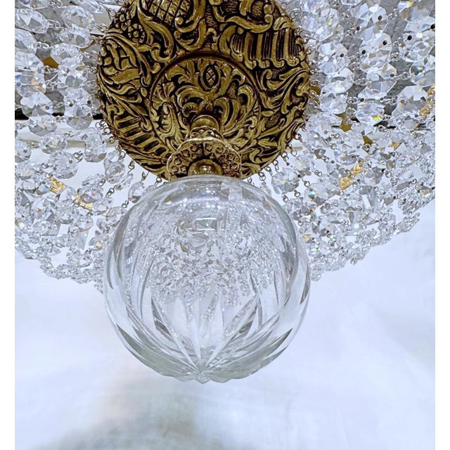 Metal Vintage 1950s Italian Brass Basket Chandelier For Sale - Image 7 of 15
