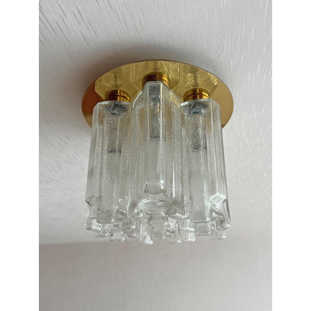 Vintage Ceiling Light in Glass and Gilt Metal from Leclaire & Schäfer, 1970s For Sale - Image 3 of 5
