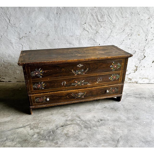 Antique French Wedding Chest, 1903 For Sale - Image 12 of 15