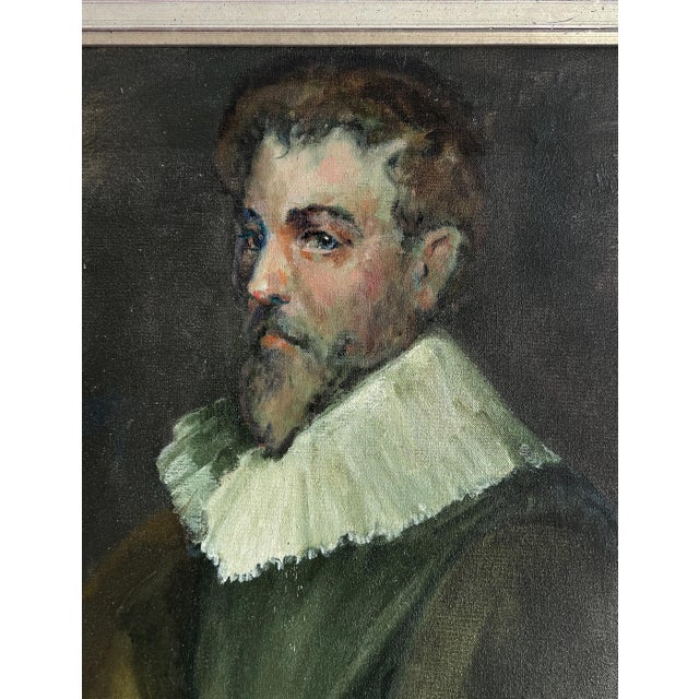English Vintage Classical Shakespearean Pose Portrait Oil Painting, Vintage Frame For Sale - Image 3 of 8