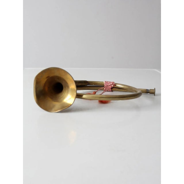 Mid-Century Modern Vintage Brass Decorative Bugle Horn For Sale - Image 3 of 7