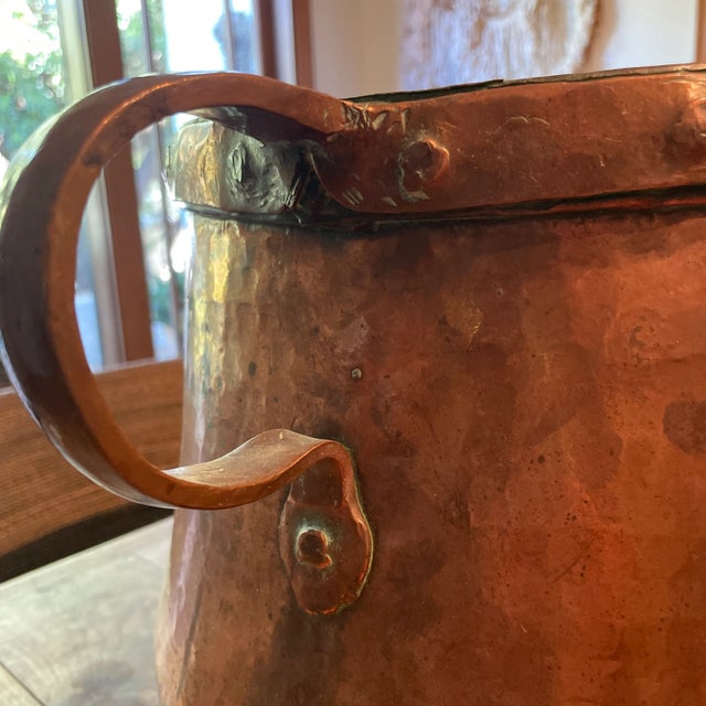 Large Hand Forged Antique Copper Vessel For Sale In Los Angeles - Image 6 of 12