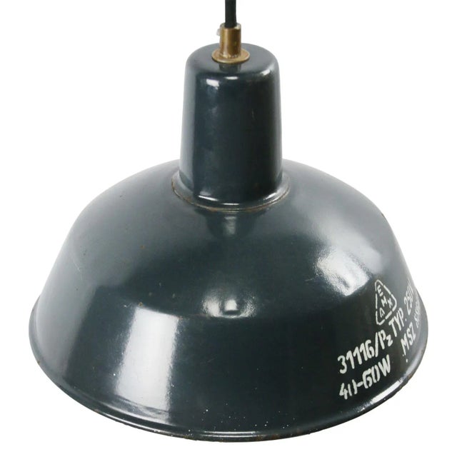Factory hanging light Dark blue enamel, white interior White type E27 / E26 Up to 250V (Europe/UK Standard).The wiring of...