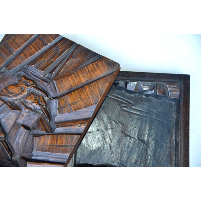 Japanese Antique Japanese Wood Carved Art Box For Sale - Image 3 of 9