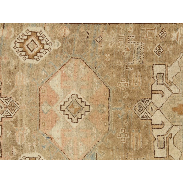 Antique Malayer Runner, Handmade Oriental Rug, Ivory, Taupe, Gold, Light Blue For Sale - Image 15 of 18
