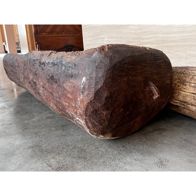 Brutalist Spanish Antique & Brutalist Hollowed Out Tree Trunk Wooden Planter, 1700 For Sale - Image 3 of 8