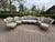 Wood 1940 Euro Artisan Louis XVI Gold Beech Damask Sofa Set-5 Pc For Sale - Image 7 of 18