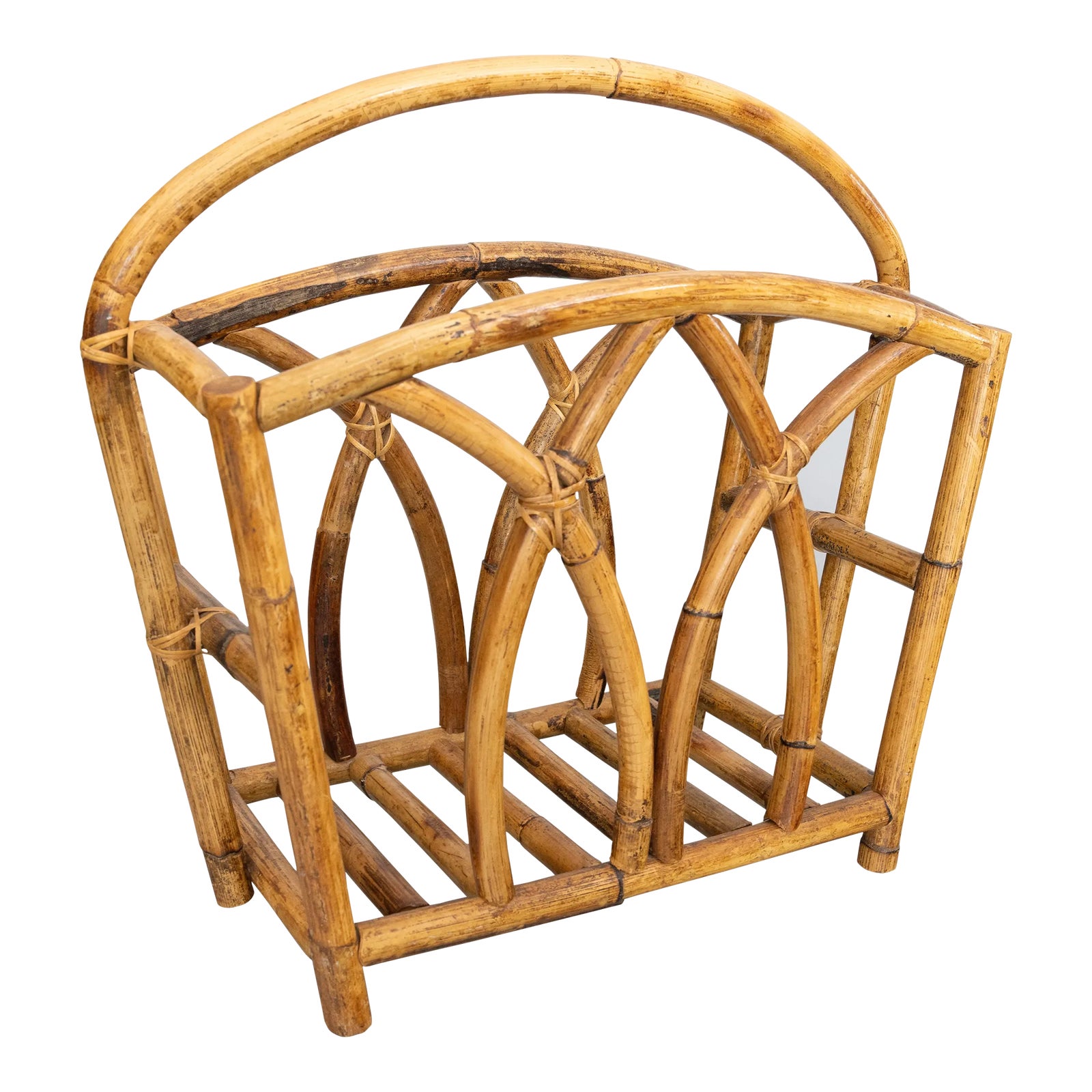 Vintage French Bamboo Magazine Rack | Chairish
