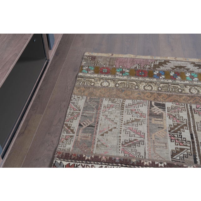 1970 Vintage Turkish Patchwork Rug - Handwoven Tribal Anatolian Carpet For Sale - Image 4 of 9