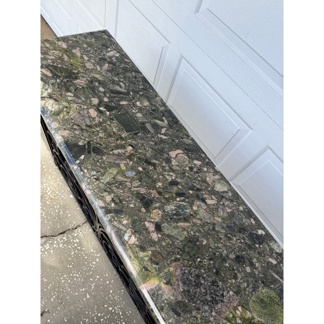 Vintage Mediterranean Wrought Iron Console Table With Stone Top For Sale - Image 11 of 16