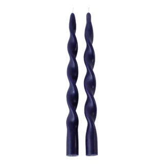 Lumière Twist Taper Candles, Set of 12 in Twilight Indigo, 12" For Sale