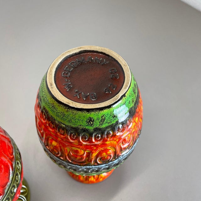 Multi-Color Fat Lava Op Art Pottery Vase from Bay Ceramics, Germany, 1970s, Set of 2 For Sale - Image 17 of 18