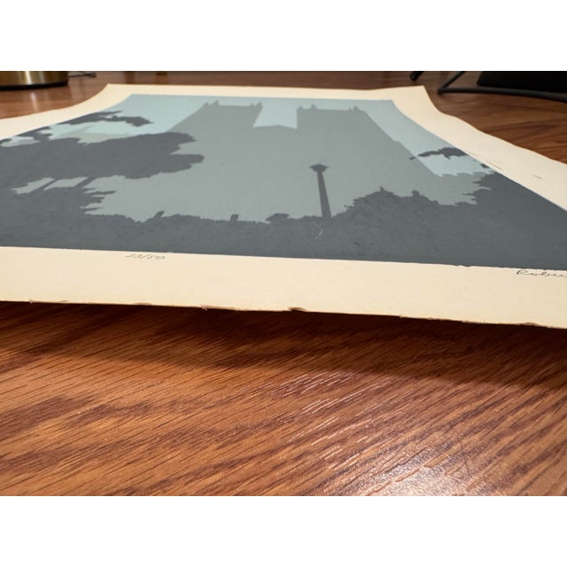 Contemporary Vintage Minimalist British Architecture Fine Art Print Serigraph "Westminster Abbey" on Paper For Sale - Image 3 of 12