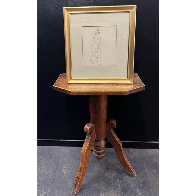 Benjamin II Vautier, Lady in Tunic, Graphite on Paper For Sale - Image 5 of 12