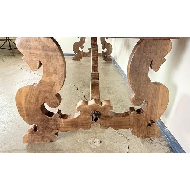Melissa Levinson Spanish Revival Style Ten-Foot Dining Table in Solid Walnut For Sale - Image 4 of 10